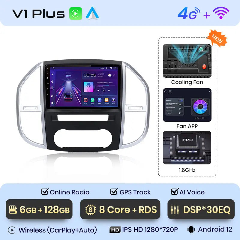 Junsun AI Voice 2 din Android Auto Radio For Mercedes Benz Vito