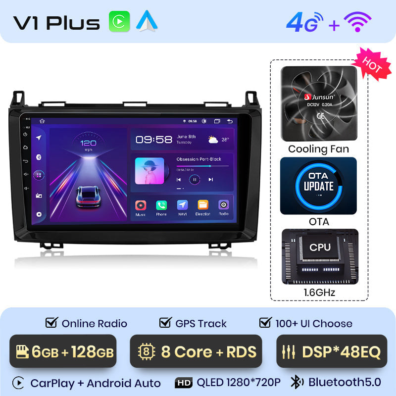 Junsun AI Voice 2 din Android Auto Radio For Mercedes Benz W169 W245 B200 W906 Sprinter W639 Vito Carplay 4G Car Multimedia GPS 2din autoradio