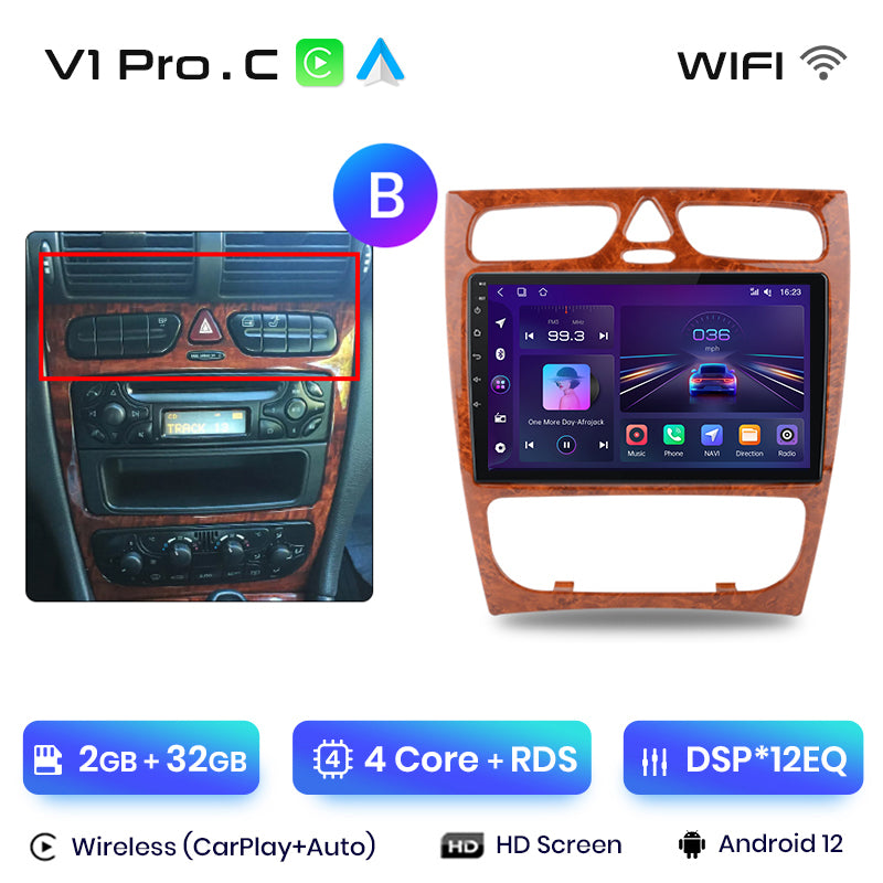 Junsun AI Voice 2 din Android Auto Radio For Mercedes Benz C Class CLK Class W203 W209 S203 A209 2000-2005 Carplay 4G Car Multimedia GPS 2din autoradio