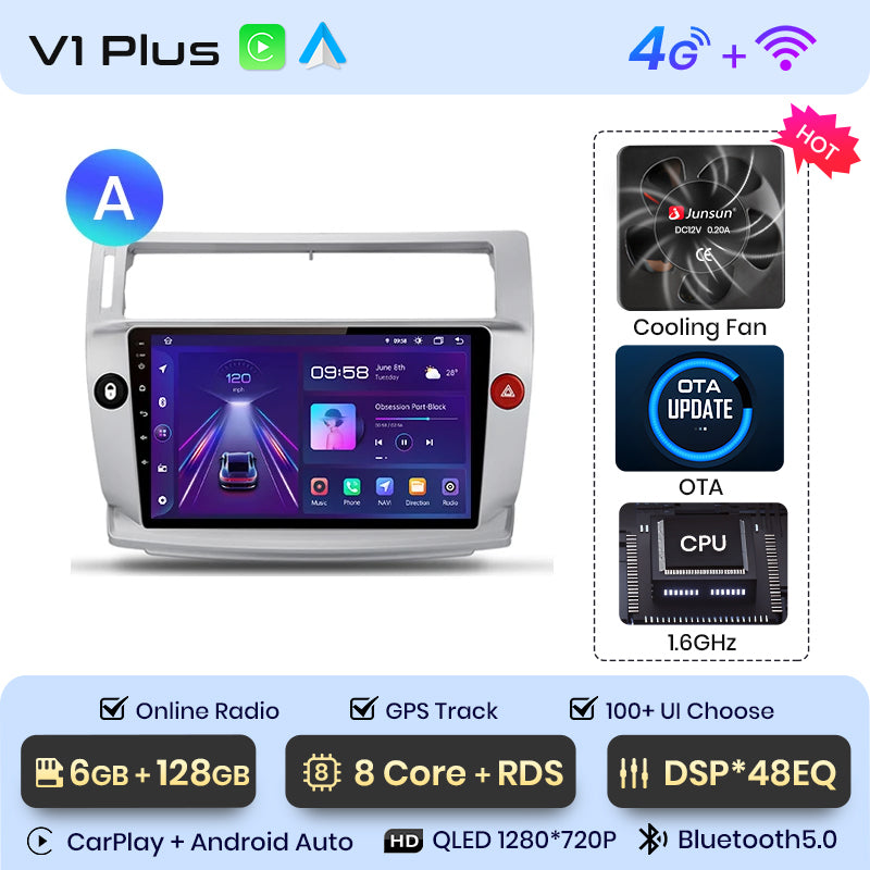 Junsun AI Voice 2 din Android Auto Radio dla Citroen C4 C-Triomphe C-Quatre 2004 - 2009 Carplay 4G Car Multimedia GPS 2din autoradio