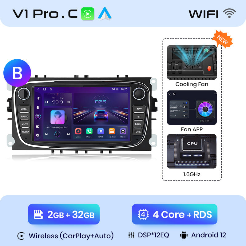 Junsun Drahtlose CarPlay Android Auto Radio FÜR Ford Focus S-Max Mondeo Galaxy C-Max Kuga RDS 4GWiFi GPS 2 din Bluetooth