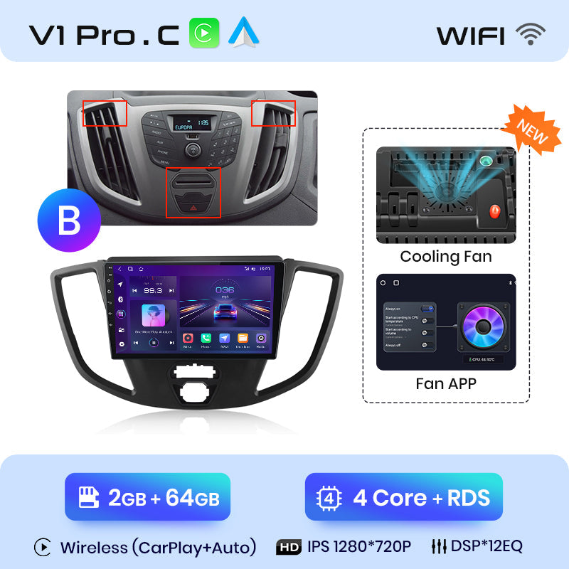 Junsun AI Voice 2 din Android Auto Radio For Ford Transit Custom Tourneo 2013-2021 Carplay 4G Car Multimedia GPS 2din autoradio