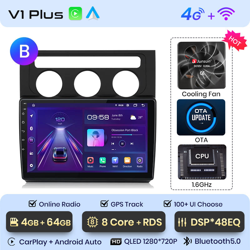 Radio Junsun AI Voice 2 DIN Android para Volkswagen Touran 1 (2003-2010), Carplay 4G, GPS, multimedia, 2 DIN