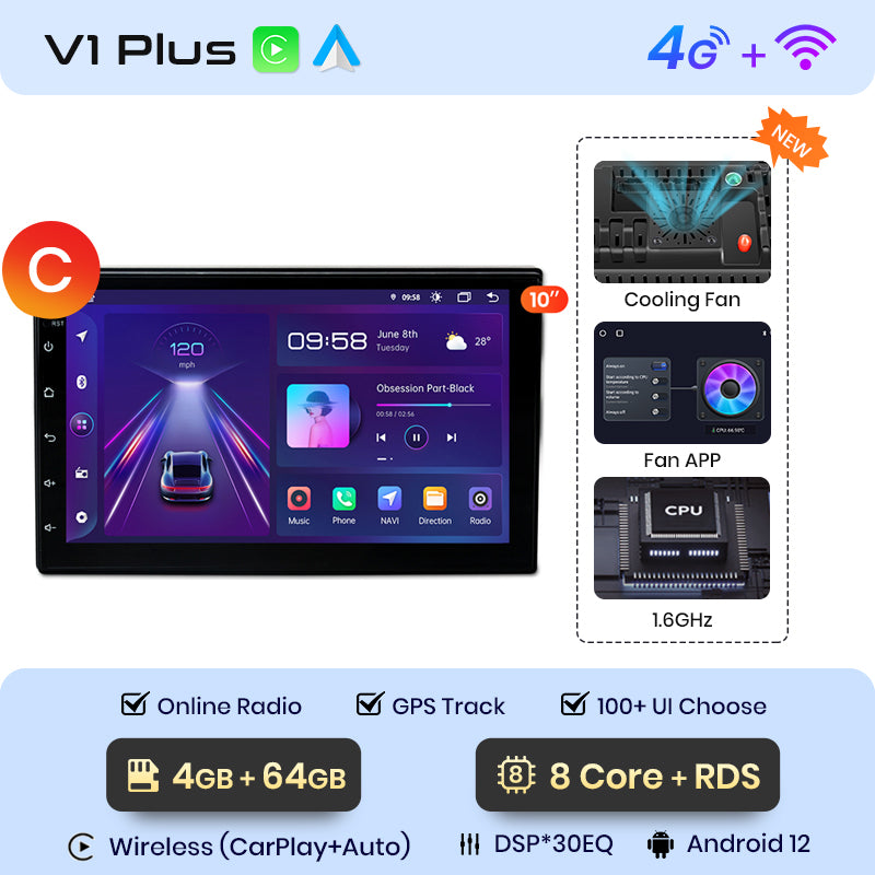 Junsun 7" 9" 10.1" Uniwersalne Radio CarPlay Android Auto dla VW Volkswagen Fiat Renault Nissan Hyundai 4G Car Multimedia autoradio