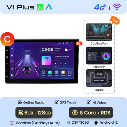 Junsun 7" 9" 10.1" Uniwersalne Radio CarPlay Android Auto dla VW Volkswagen Fiat Renault Nissan Hyundai 4G Car Multimedia autoradio