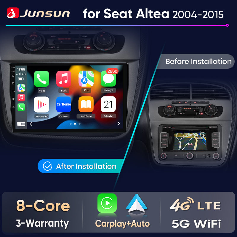 Junsun Wireless CarPlay Car Radio For Seat Altea 2004-2015 Toledo 3 Android Multimedia - Junsun Official Store