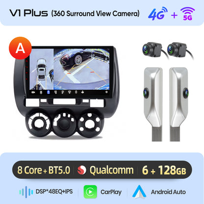 Junsun AI voice 4G LTE wireless CarPlay Android Auto Radio For Honda Fit Jazz City 2002 2003 2004-2007 Car Intelligent Systems Multimedia player Stereo RDS BT 2 din autoradio GPS Navi screen