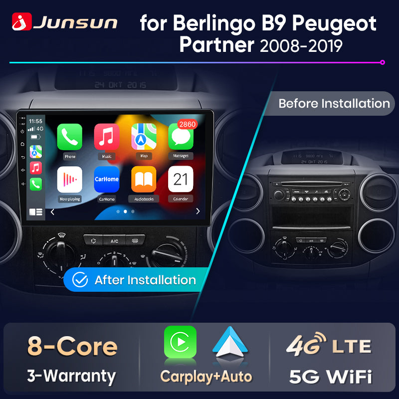 Junsun Wireless CarPlay Car Radio For Citroen Berlingo B9 Peugeot Partner 2008-2019 Android Multimedia - Junsun Official Store