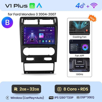 Junsun AI voice 4G LTE wireless CarPlay Android Auto Radio For Ford Mondeo 3 2000 -2007 Car Intelligent Systems Multimedia player Stereo RDS BT 2 din autoradio GPS Navi screen