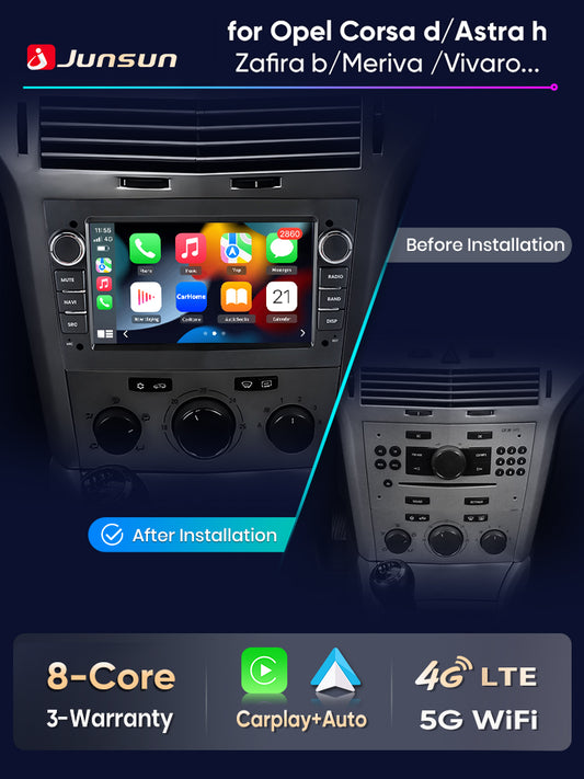 Junsun Wireless CarPlay Car Radio For Opel Astra Vectra Vauxhall Antara Zafira Corsa Vivaro Meriva Android Multimedia