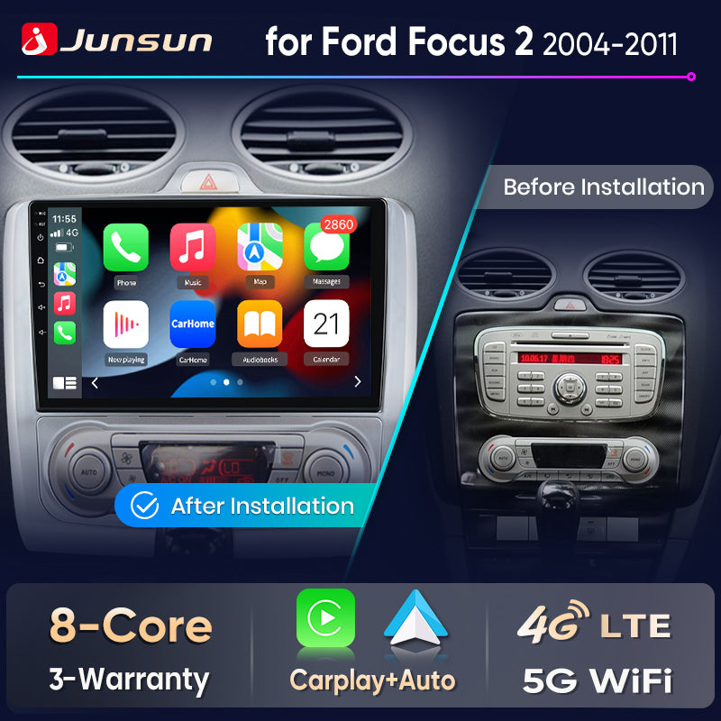 Junsun Wireless CarPlay Car Radio For Ford Focus 2 2004 2005 2006 2007-2011 Android Multimedia - Junsun Official Store