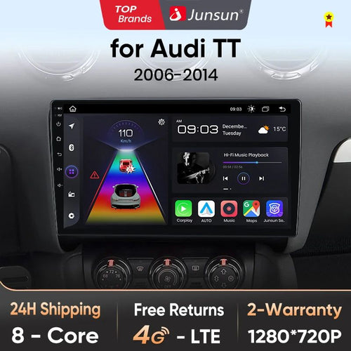 Junsun AI voice 4G LTE wireless CarPlay Android Auto Radio For Audi TT MK2 8J 2006 2007 2008 2009 2010 2011 2012 2013 2014 Car Intelligent Systems Multimedia player Stereo RDS BT 2 din autoradio GPS Navi screen - Junsun Official Store