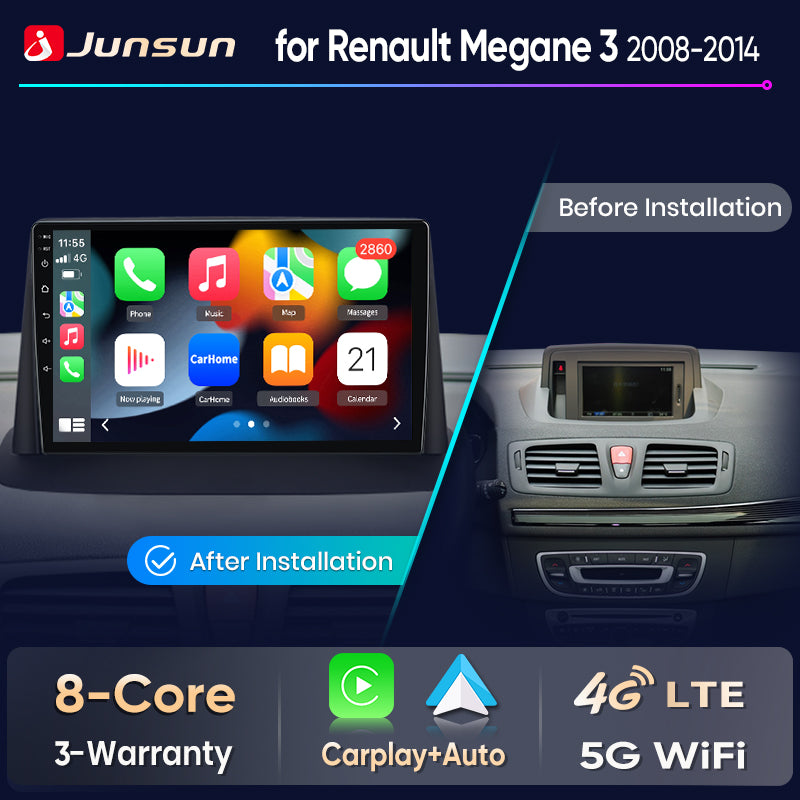 Junsun Wireless CarPlay Car Radio For Renault Megane 3 2008 2009 2010 2011-2014 Android Multimedia - Junsun Official Store
