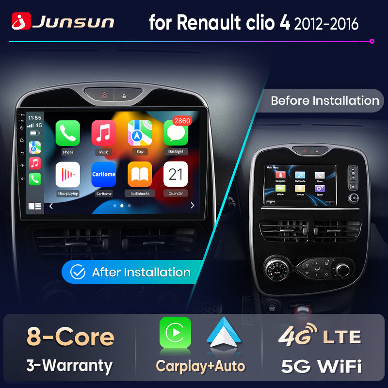 Junsun Wireless CarPlay Car Radio For Renault Clio 4 2012 2013 2014-2016 Android Multimedia - Junsun Official Store