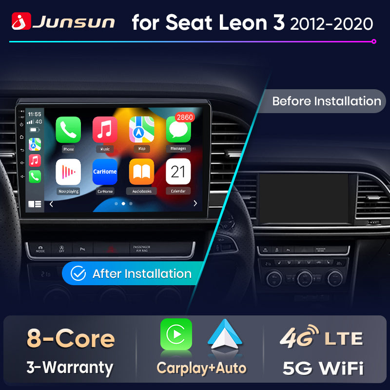 Junsun Wireless CarPlay Car Radio For Seat Leon MK3 2012-2020 Android Multimedia - Junsun Official Store
