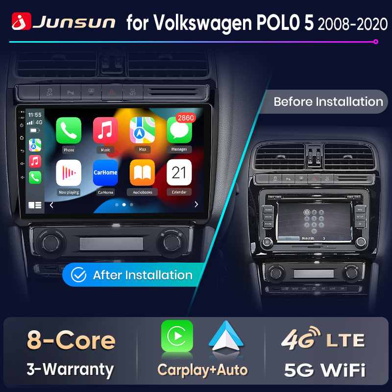 Junsun Wireless CarPlay Car Radio For VW Volkswagen POLO 5 sedan 2008- 2020 Android Multimedia - Junsun Official Store