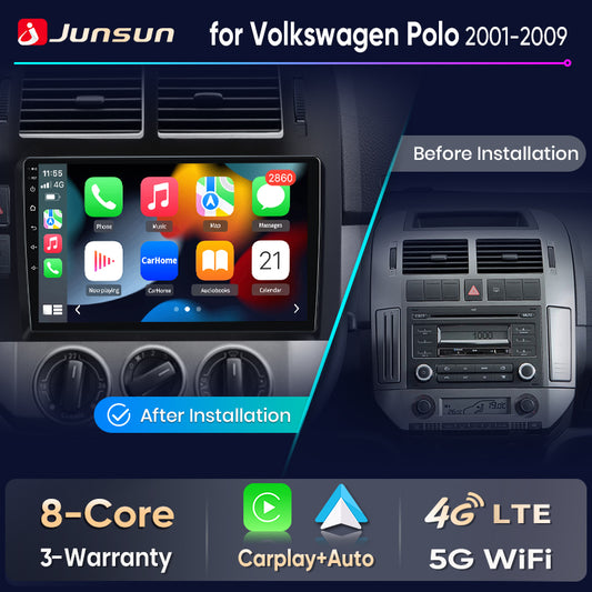 Junsun Wireless CarPlay Car Radio For Volkswagen Polo Mk4 IV 2001-2009 Android Multimedia