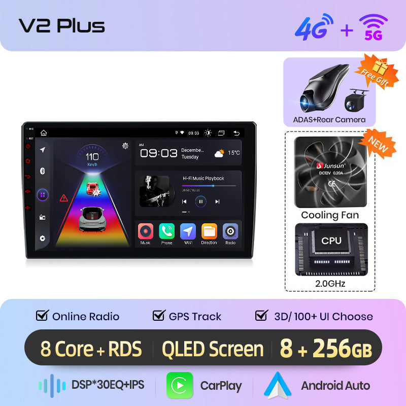 Junsun AI voice 4G LTE bezprzewodowy CarPlay Android Auto Radio dla Toyoty Yaris 2005 - 2012 Inteligentny system multimedialny Odbiornik stereo RDS BT 2 din autoradio GPS Navi ekran