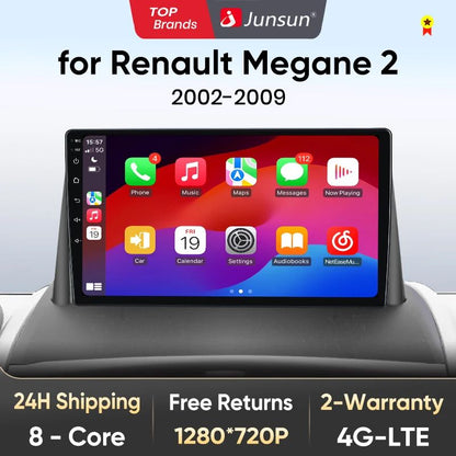 Junsun AI voice 4G LTE wireless CarPlay Android Auto Radio For Renault Megane 2 2002-2009 Car Intelligent Systems Multimedia player Stereo RDS BT 2 din autoradio GPS Navi screen