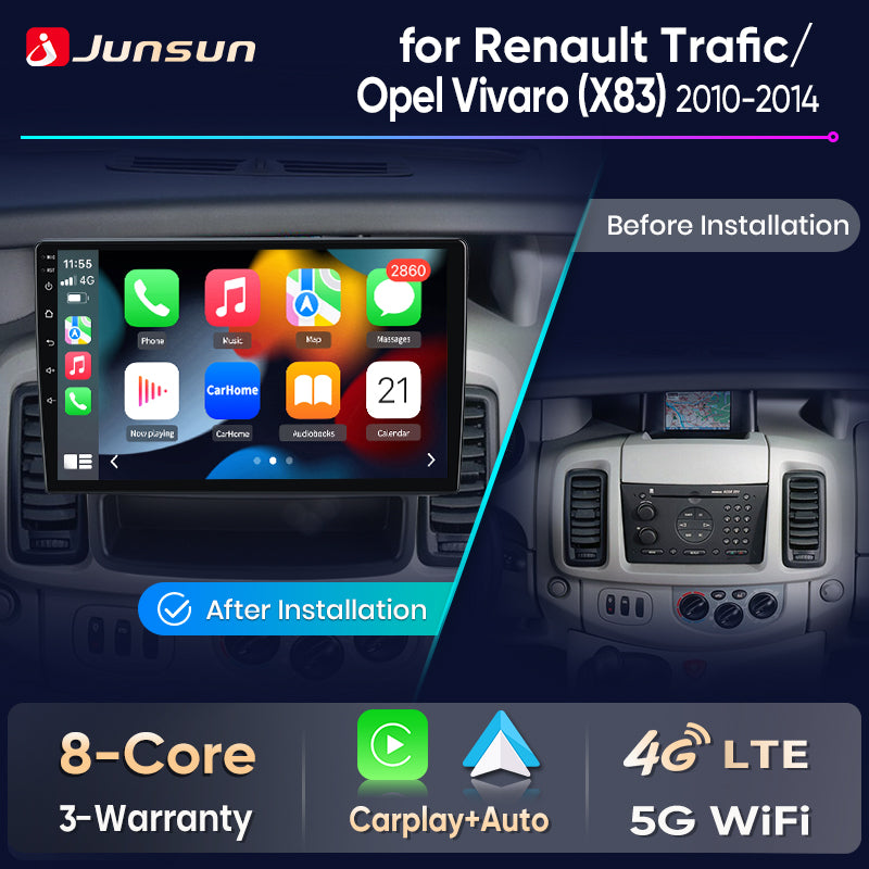 Junsun Wireless CarPlay Car Radio For Renault Trafic Opel Vivaro 2010-2014 Android Multimedia