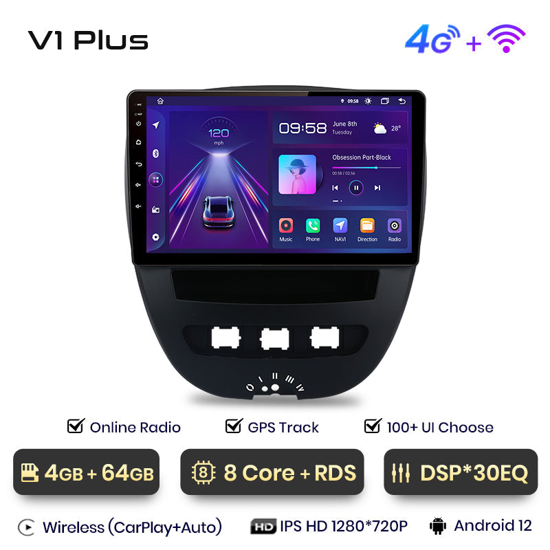 Junsun AI Voice 2 din Android Auto Radio dla Peugeot 107 Toyota Aygo Citroen C1 2005 - 2014 Carplay 4G Car Multimedia GPS 2din autoradio