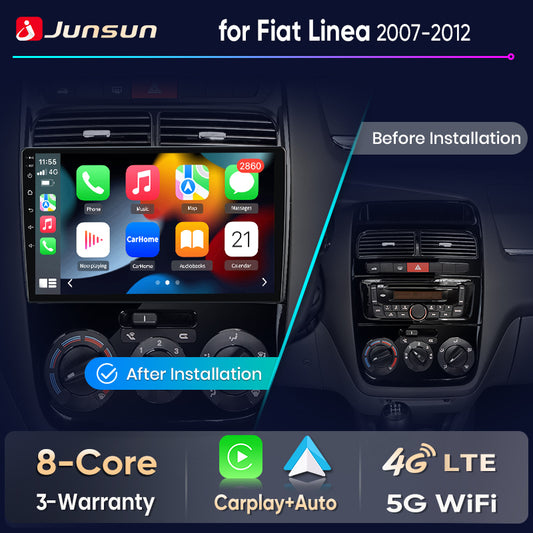 Junsun Wireless CarPlay Car Radio For Fiat Linea 2007 2008 2009 2010-2012 Android Multimedia