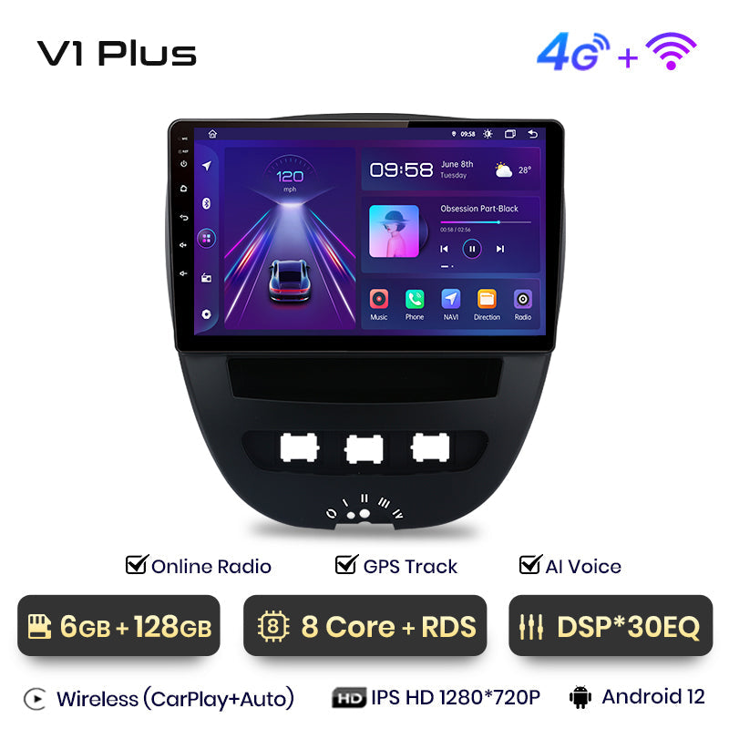 Junsun AI Voice 2 din Android Auto Radio dla Peugeot 107 Toyota Aygo Citroen C1 2005 - 2014 Carplay 4G Car Multimedia GPS 2din autoradio