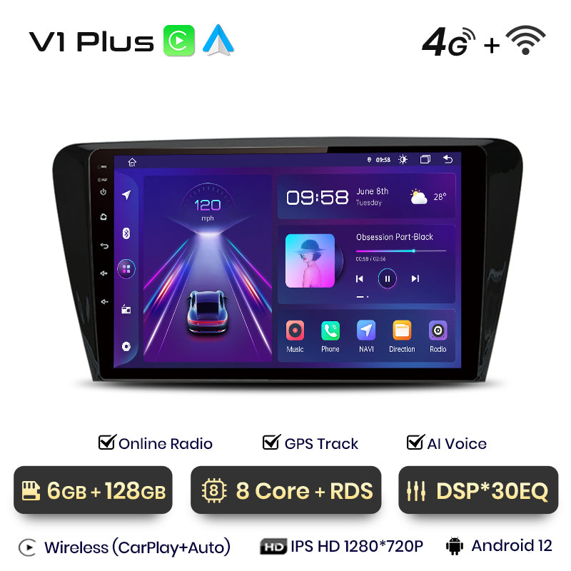 Junsun V2 PLus 8+256GB Sistemas inteligentes para coche para SKODA Octavia 3 A7 2013-2018 Carplay 4G Car Multimedia GPS 2din autorradio