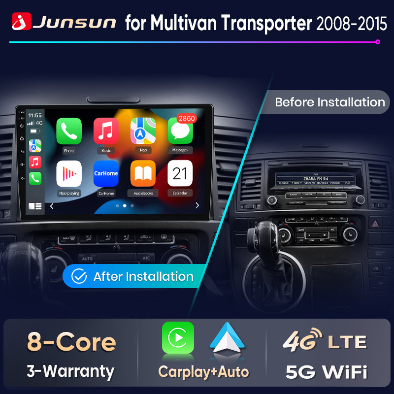 Junsun Wireless CarPlay Car Radio For VW Multivan T5 2003 2004 2005-2015 Android Multimedia