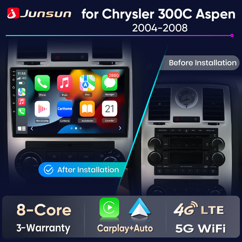 Junsun Car Radio For Chrysler 300C Aspen 2004 - 2008 wireless CarPlay Android Auto car intelligent systems No 2 din 2din DVD