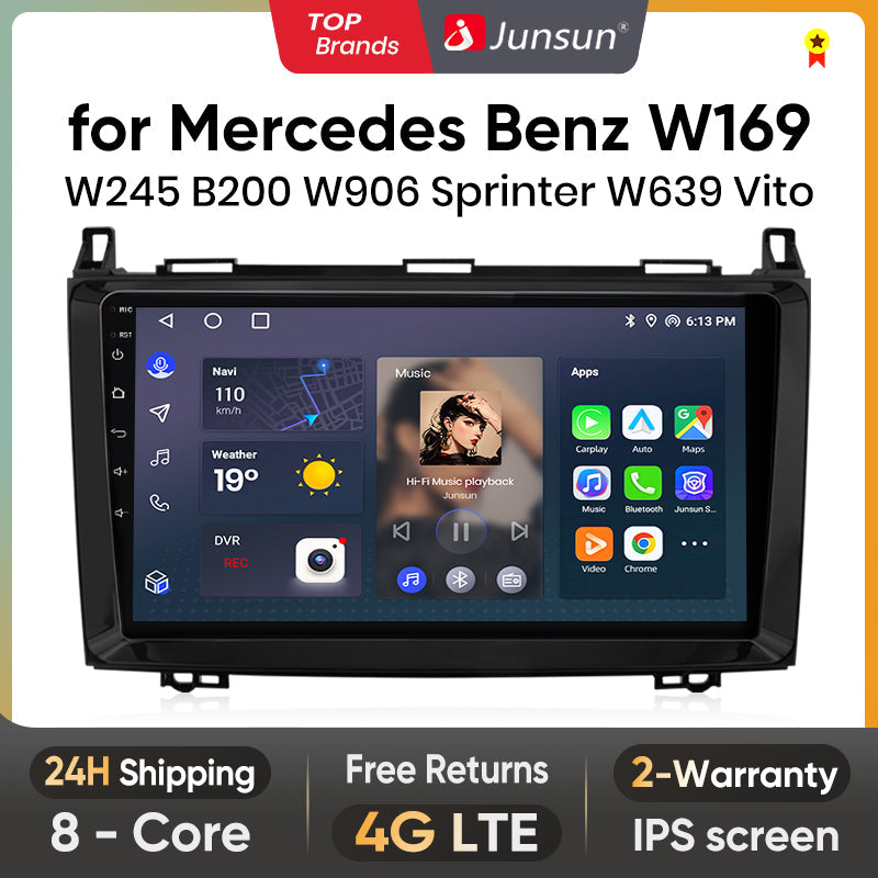 Junsun AI Voice 2 din Android Auto Radio For Mercedes Benz W169 W245 B200 W906 Sprinter W639 Vito Carplay 4G Car Multimedia GPS 2din autoradio