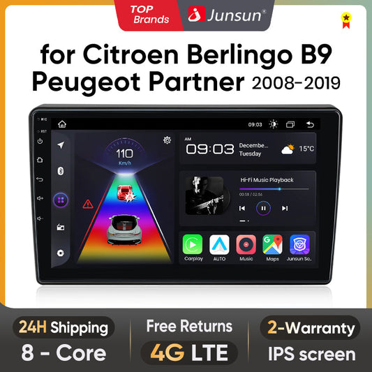 Junsun AI Stimme 2 din Android Auto Radio Für Citroen Berlingo B9 Peugeot Partner 2008 - 2019Carplay 4G Auto multimedia GPS 2din autoradio