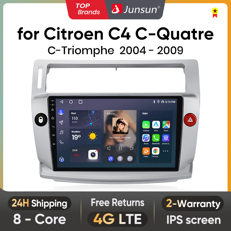 Junsun AI Voice 2 din Android Auto Radio dla Citroen C4 C-Triomphe C-Quatre 2004 - 2009 Carplay 4G Car Multimedia GPS 2din autoradio