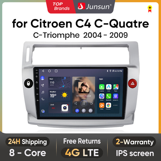 Junsun AI Voice 2 din Android Auto Radio For Citroen C4 C-Triomphe C-Quatre 2004 - 2009 Carplay 4G Car Multimedia GPS 2din autoradio