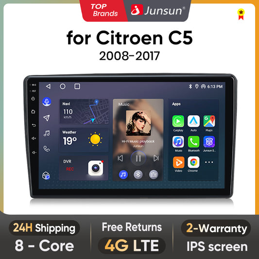 Junsun AI Voice 2 din Android Auto Radio dla Citroen C5 2008 - 2017 Carplay 4G Car Multimedia GPS 2din autoradio