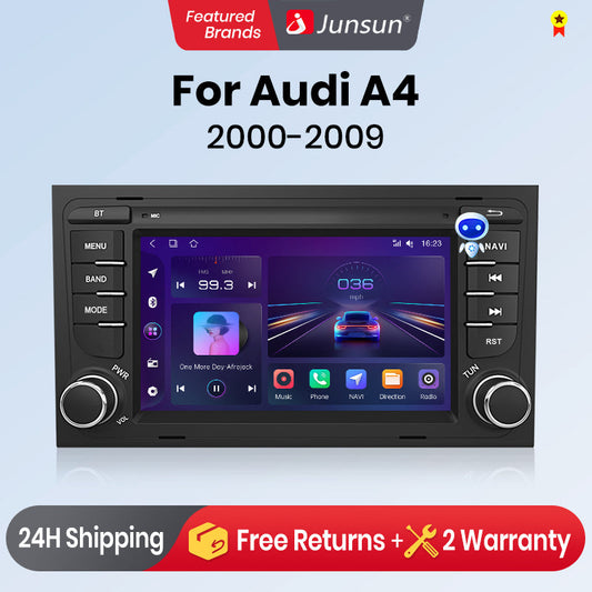 Junsun AI voice 4G LTE bezprzewodowe CarPlay Android Auto Radio do Audi A4 B9 B8 B7 B6 S4 RS4 SEAT Exeo Inteligentny system multimedialny Odbiornik stereo RDS BT 2 din autoradio GPS Navi ekran