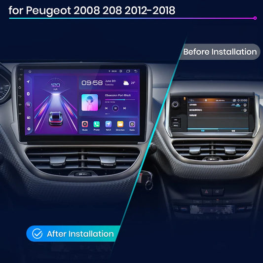 Junsun Autoradio für Peugeot 2008 208 2012–2018, kabelloses CarPlay Android Auto, intelligente Autosysteme, keine 2 Din, 2 Din DVD 