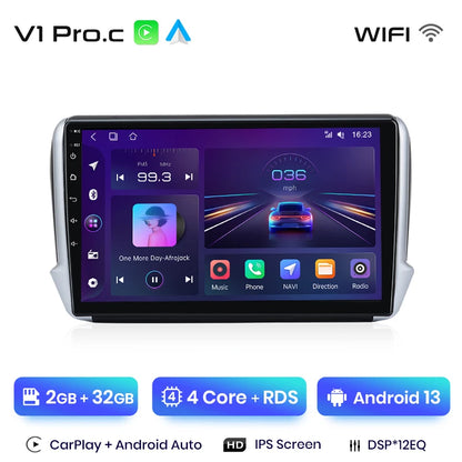 Junsun Car Radio For Peugeot 2008 208 2012 - 2018 wireless CarPlay Android Auto car intelligent systems No 2 din 2din DVD