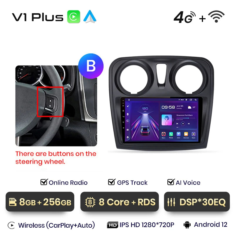 Junsun V1 AI Voice Android Auto Radio For Renault Logan 2 Sandero 2014-2019 Wireless CarPlay Car Multimedia GPS 2din autoradio