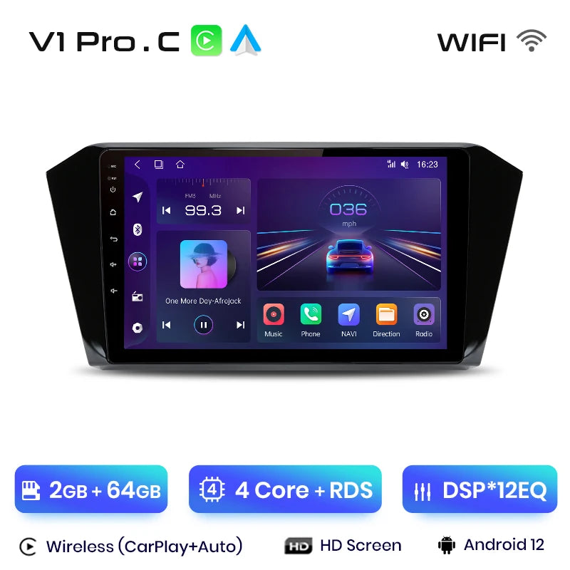 Junsun V1 AI Voice Wireless CarPlay Android Auto Radio For VW Volkswagen Passat B8 2015-2020 4G Car Multimedia GPS 2din autoradi