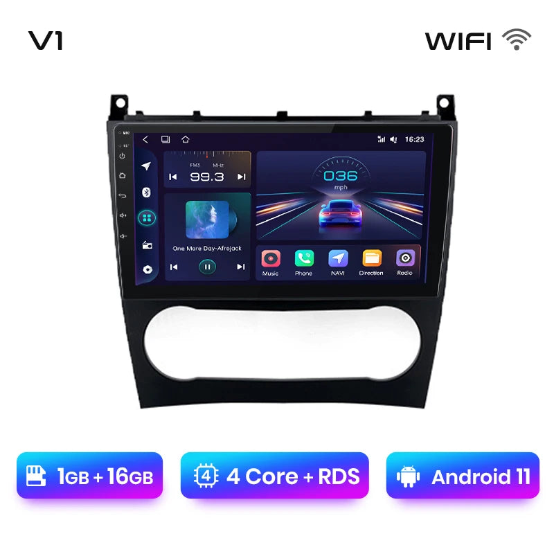 Junsun V1 AI Voice Wireless CarPlay Android Auto Radio for Benz C Class W203 2005-2009 Car Multimedia GPS 2din autoradio