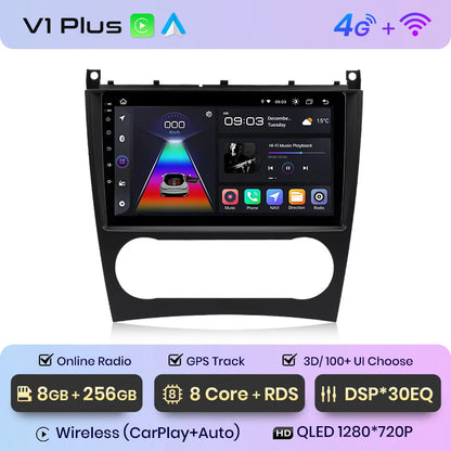 Junsun V1 AI Voice Wireless CarPlay Android Autoradio für Benz C-Klasse W203 2005-2009 Auto Multimedia GPS 2din Autoradio 