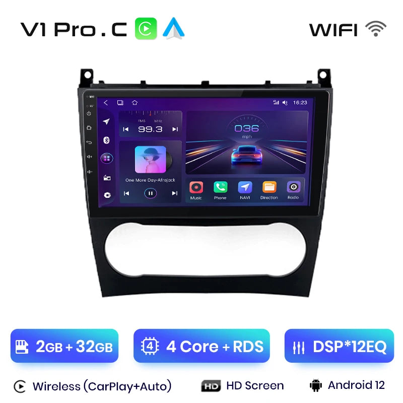 Junsun V1 AI Voice Wireless CarPlay Android Autoradio für Benz C-Klasse W203 2005-2009 Auto Multimedia GPS 2din Autoradio 
