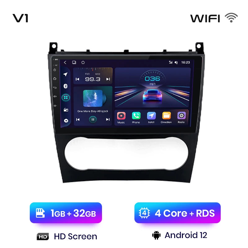 Junsun V1 AI Voice Wireless CarPlay Android Auto Radio for Benz C Class W203 2005-2009 Car Multimedia GPS 2din autoradio