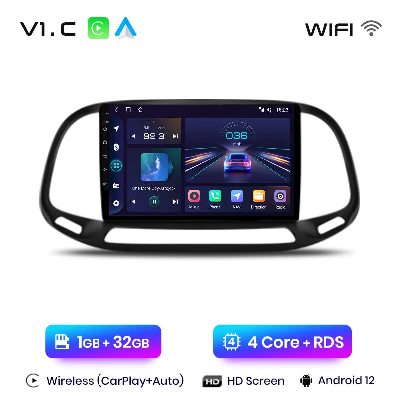 Junsun V1 Wireless CarPlay Android Auto Radio For Fiat Doblo 2015 - 2019 4G Car Multimedia GPS 2din autoradio