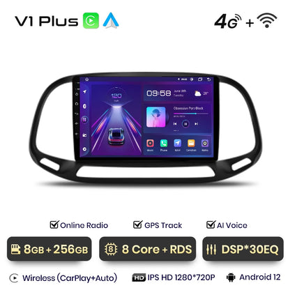 Junsun V1 Wireless CarPlay Android Auto Radio For Fiat Doblo 2015 - 2019 4G Car Multimedia GPS 2din autoradio