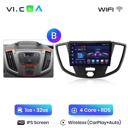 Junsun V1 Wireless CarPlay Android Auto Radio For Ford Transit Custom Tourneo 2013-2021 4G Car Multimedia GPS 2din autoradio