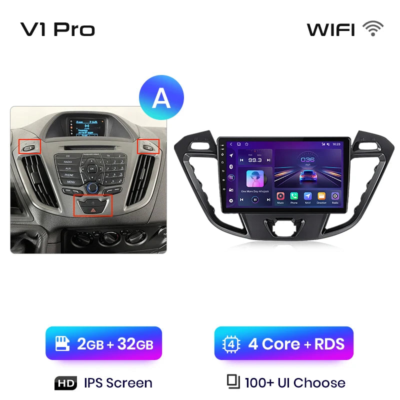 Junsun V1 Wireless CarPlay Android Auto Radio For Ford Transit Custom Tourneo 2013-2021 4G Car Multimedia GPS 2din autoradio
