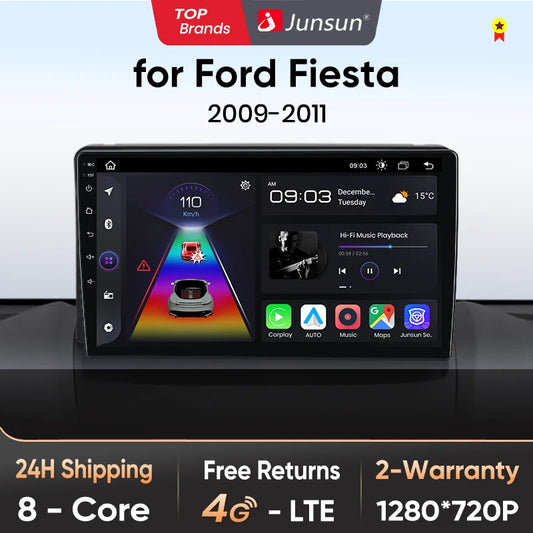 Junsun V1 Wireless CarPlay Android Auto Radio for Ford Fiesta MK7 2009-2017 Car Multimedia GPS 2din autoradio