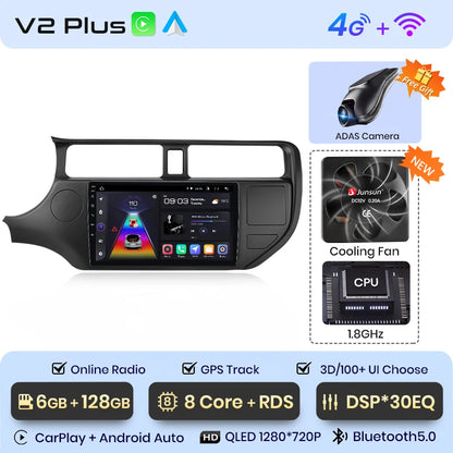 Junsun V1plus AI Voice 2 din Android Auto Radio For KIA RIO 2011-2015 Carplay Car Multimedia GPS 2din autoradio